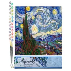 Figured'Art Paint by Numbers for Adults Van Gogh Starry Night 16"x20" - Craft Art Painting DIY Kit Rolled Canvas without frame