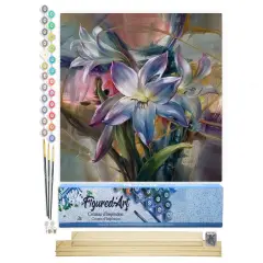 Figured'Art Paint by Numbers Kit for Adults Colourful Lilies 16"x20" - Craft Art Painting Rolled Canvas with DIY wooden frame