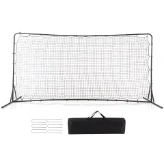 12x6 Feet Soccer Rebounder Net with Metal Pipes and 6 U-Shaped Ground Stakes Perfect Gift for Kids Black