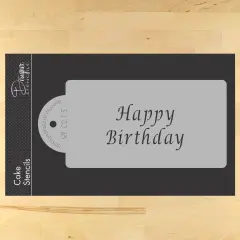 Happy Birthday Business Card Cookie Stencil | C213 by Designer Stencils | Cookie Decorating Tools |