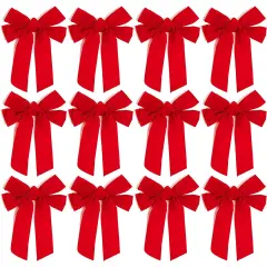Okuna Outpost 12 Pack Red Velvet Christmas Ribbons, 9 x 12 Inch Ribbon, Christmas Ribbons for Crafts Ideal for Decorating and Gift Wrapping