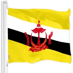 G128 Brunei Bruneian Flag | 3x5 Ft | LiteWeave Pro Series Printed 150D Polyester | Country Flag, Indoor/Outdoor, Vibrant Colors, Brass Grommets