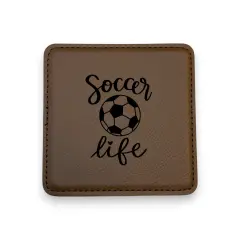 Coaster - Soccer Life - SET OF 2 - Leather or Stitched Cork Dark Brown/Black