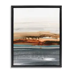 Stupell Industries Abstract Paint Streaked Sea Framed Floater Canvas Wall Art Design by Victoria Barnes