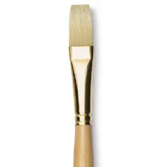 Rapha&euml;l D'Artigny Interlocked White Bristle Brush - Flat, Long Handle, Size 18