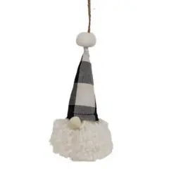 Buffalo Check Gnome Fabric Ornament Black