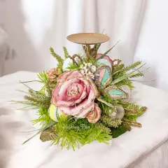 Easter Pastel Floral Single Wick Candle Holder