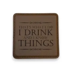 Coaster - Thats what i do - SET OF 2 - Leather or Stitched Cork Dark Brown/Black