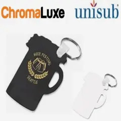 ChromaLuxe Gloss White Metal Key Chain 2 Sided Stein 2.74"x2.06" 10xCase 4435