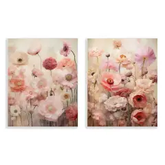 Stupell Industries Pink Blush Floral Field2 pc Wall Plaque Art Set Design by RileyB
