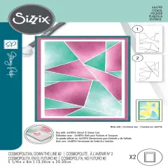 Sizzix A6 Cosmopolitan Stencil By Stacey Park 2/Pkg-Down The Line #2