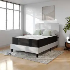 Emma and Oliver Drift 12 Inch Hybrid Mattress, High Density Cooling Foam and Pocket Spring Mattress in a Box, CertiPur-US Certified Foam, White/Black