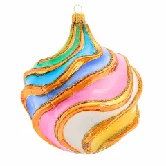 Metzler Bros. 5.0 Inch Wavy Porselant Christmas Tree Ornament , Christmas Decor Wavy Swirl Lines Multicolored