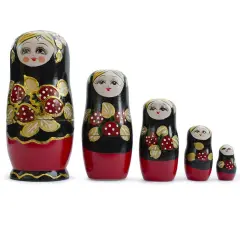 Set of 5 Strawberries Nesting Dolls Matryoshka 6.5 Inches