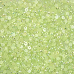 Crystal Lane DIY SS12(3mm) Plastic Pearl Flatback Rhinestones, 1850pcs Light Green AB