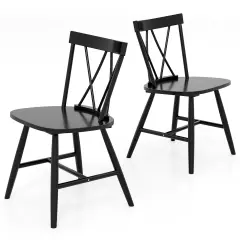 Costway Dining Chairs Set of 2/4 Farmhouse Kitchen Chair with Rubber Wood Frame,