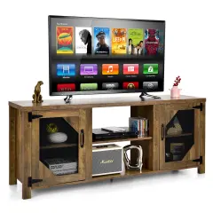 Costway TV Stand Entertainment Media Center for TVs up to 65'' w/Steel Mesh Doors
