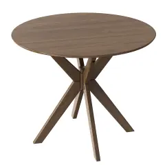 Costway Modern Round Wood Dining Table 35'' W/ Solid Wood Legs& Base for Home, Office