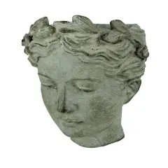 Distressed Cement Classic Greek Lady Head Indoor / Outdoor Wall Mounted Planter