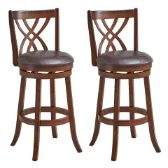 Costway Set of 2 Swivel Bar Stools Bar Height Dining Pub Chairs withRubber Wood Legs
