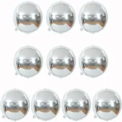 10 pcs Silver 4D balloon, 10 inch Foil Mylar Sphere Balloon for Birthday Party,Wedding,Valentine's Day, Christmas,Baby Shower Decoration Supplies