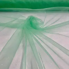 1 Yard Glitter Mesh Fabric 60" Width, 100% Polyester Sheer Sparkle for Dresses & Decor Lt. Green