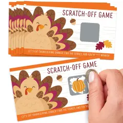 Big Dot of Happiness Fall Turkey Scratchers, Fun Happy Thanksgiving Dinner Party Family-Friendly Activity, Party Game Scratch Off Cards - 22 Count