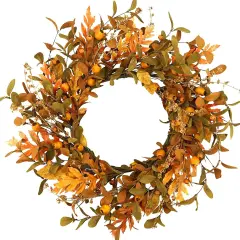 20'' Fall Wreath Autumn Wreath for Front Door with Small Pumpkins