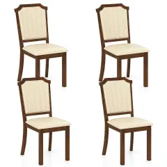 Costway Dining Chair Set of 2/4 Upholstered Kitchen Chair with PU Leather & Rubber Wood Frame