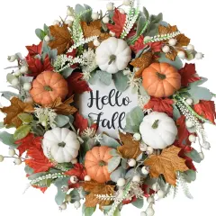 Autumn Maples Leaf Pumpkin Berry Fall Wreath