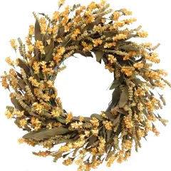 20" Fall Artificial Mustard Flower Wreath