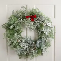 Northlight Real Touch&trade; Cedar and White Pine Artificial Christmas Wreath - 30" - Unlit Green