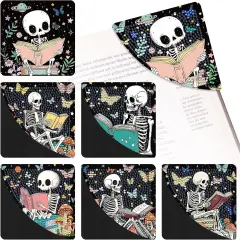 6 Pcs DIY Skull Diamond Painting Corner Bookmarks Kits
