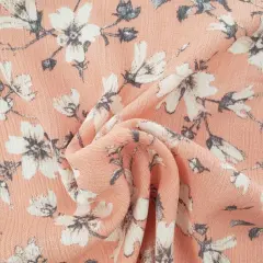 1 Yard Coral Rayon Crinkle Fabric with Soft Crepon Texture for Breezy Blouses Flowing Dresses and Skirts 50/52 Inch Width