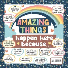 112 Pcs Cutouts Boho Rainbow Theme Bulletin Board Set