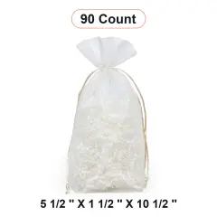Flat Bottom Organza Bags 5 1/2'' x 11/2'' x 10 1/2'' for Special Occasions Ivory