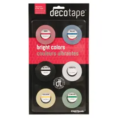 Chartpak Deco Tape, 1/8" x 324", 1 Ea: Glossy Black, Red, Blue, Green, White & Yellow