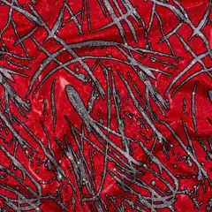Pollock Shattered Glass Foiled Spandex Fabric Red