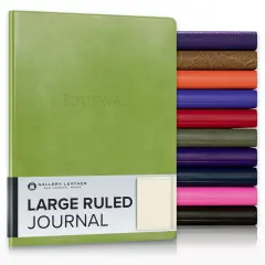 Gallery Leather Journal - Crafted in Maine, USA - Elegant Leather Writing Notebook with 192 Lined Pages - A Timeless Space for Your Thoughts - 9.75x7.5 ", Large Lined Acadia Lime
