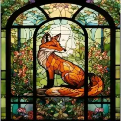 Fox Diamond Painting Kits-Stain Glass Fox Diamond Painting Kits for Adults,5D DIY Full Drill Fox Diamond Art for Home Wall Decor 12x16inch