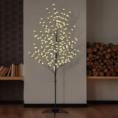 LIGHTSHARE 6.5 feet 208L LED Lighted Cherry Blossom Tree, Warm White, Decorate Home Garden, Spring, Summer, Wedding, Birthday, Christmas Holiday, Party, for Indoor and Outdoor Use