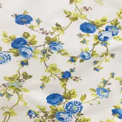 1 Yard Royal and White Rose Print Poly Cotton Fabric for Crafts Sewing and Interior Projects 59/60 Inch Width