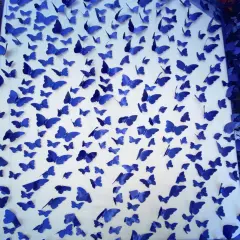 1 Yard Royal Blue 3D Butterfly Mesh Fabric with Satin Appliqu&eacute;s for Dresses and D&eacute;cor 54 Inch Wide