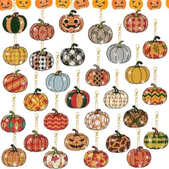 30 Pcs Halloween Diamond Art Keychains Painting Kits Double Sided