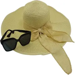 4E's Novelty Floppy Sun Hat with Sunglasses &ndash; UPF 50+ Packable Beach Hat for Women Travel