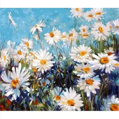 Paint by Number for Adults, 16" x 20" Flowers Acrylic Paints by Numbers for Adults Beginner Kids Color Painting by Numbers on Canvas with 3 Brushes Daisy Paint by Numbers for Kids Ages 8-12