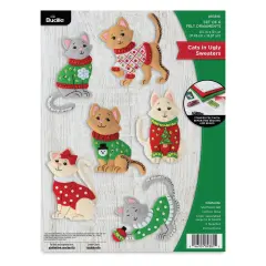 Bucilla Holiday Felt Ornament Kit - Cats In Ugly Sweaters