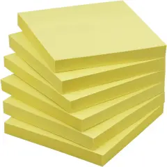 Sticky Notes Self-Stick Notes Pads with 6 Bright Colors, Easy to Post for Office, School, Home, 6 Pads/Pack, 100 Sheets/Pad (Yellow)