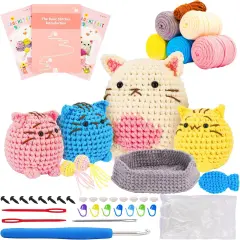 4 pack Crochet Animal Kits with Stitch-by-Stitch Video Tutorial