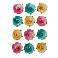 Painted Floral Collection Flowers - Bright Gouache - 12 Pcs, 1.8"